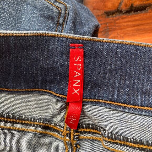 Spanx Distressed Ankle Skinny Jeans Medium Wash Pull On Size Medium - Picture 5 of 16